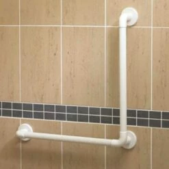 AKW 1400 Series 90 Degree Angled Grab Rail 600mm Length White -HEATANDPLUMB Sales akw 1400 series grab rail 01430wh 1 1