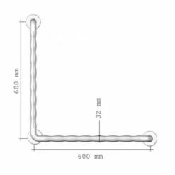 AKW 1600 Series 90 Degree Angled Grab Rail 600mm Length X 32mm Diameter Blue