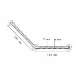AKW 1600 Series 135 Degree Angled Grab Rail 450mm Length X 35mm Diameter Blue
