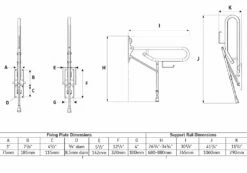 AKW 1800 Series Folding Grab Rail 765mm Length Blue