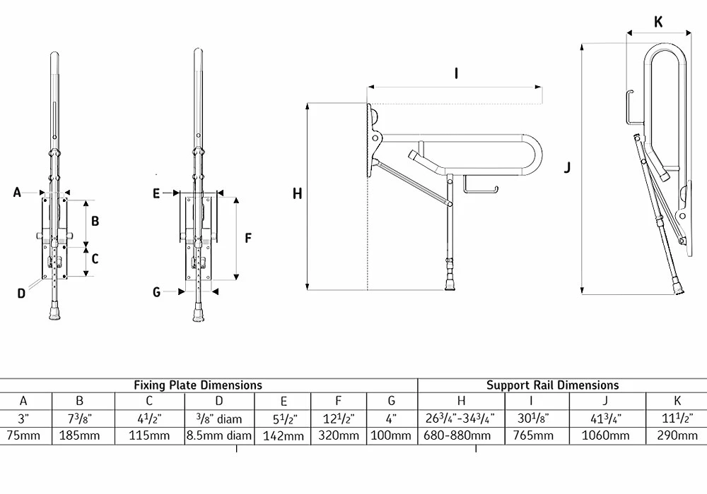 AKW 1800 Series Folding Grab Rail 765mm Length Blue 3 AKW 1800 Series Folding Grab Rail 765mm Length Blue