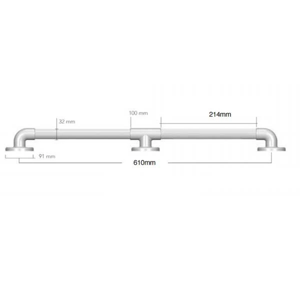 AKW 1900 Series Straight Grab Rail 610mm Length Blue 4 AKW 1900 Series Straight Grab Rail 610mm Length Blue - Image 2