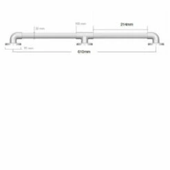 AKW 1900 Series Straight Grab Rail 610mm Length White