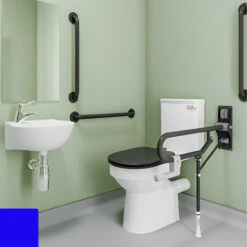 AKW Standard Doc M Pack With Close Coupled Disabled Toilet And TMV3 Mixer Tap - Stainless Dark Blue