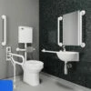 AKW Standard Low-Level Doc M Pack Disabled Toilet With Grab Rails And TMV3 Mixer Tap - Fluted Blue 1 AKW Standard Low-Level Doc M Pack Disabled Toilet With Grab Rails And TMV3 Mixer Tap - Fluted Blue -HEATANDPLUMB Sales akw doc m pack 28313fbu 1