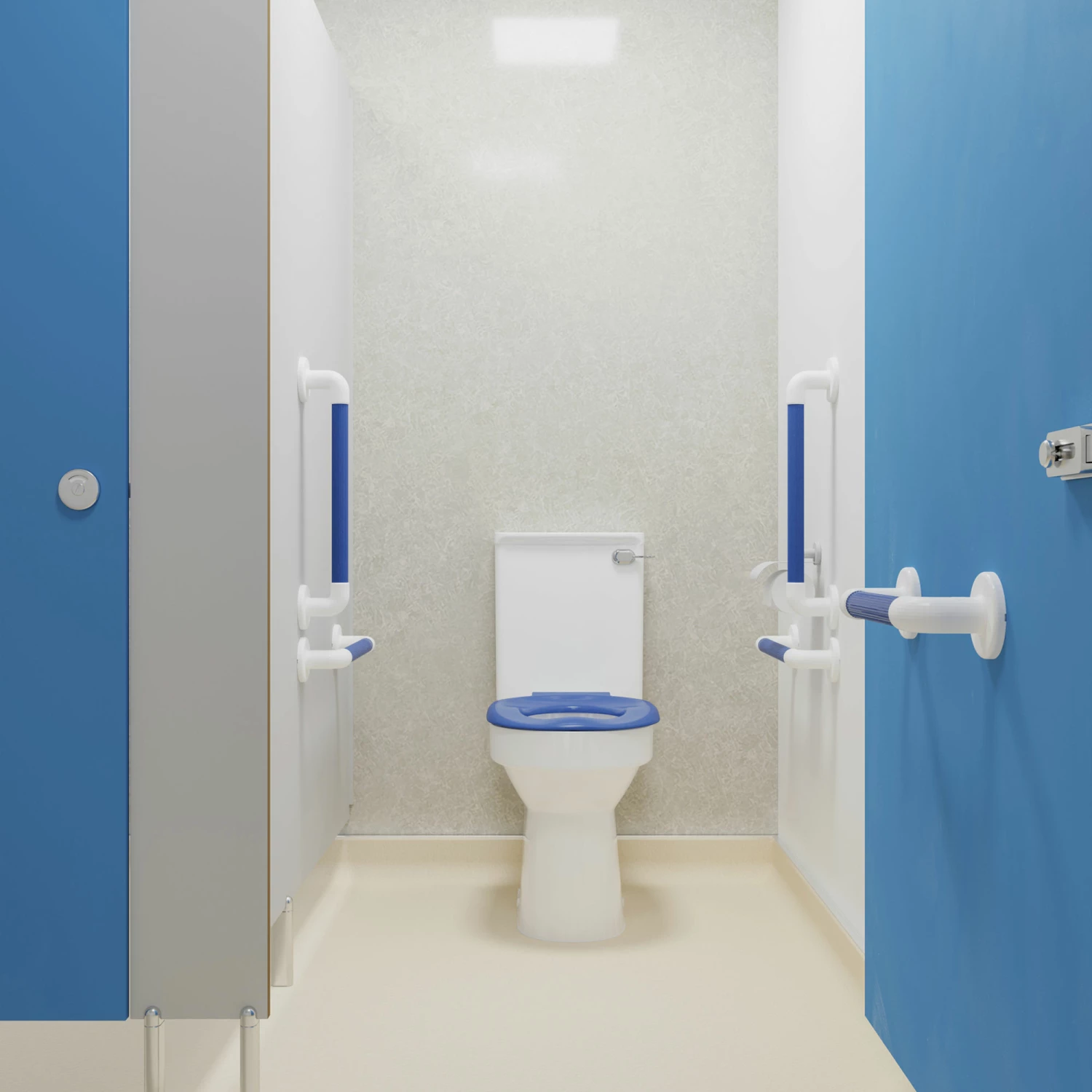 AKW Close Coupled Ambulant Doc M Pack Disabled Toilet With Grab Rails - Fluted Blue 3 AKW Close Coupled Ambulant Doc M Pack Disabled Toilet With Grab Rails - Fluted Blue
