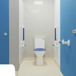 AKW Close Coupled Ambulant Doc M Pack Disabled Toilet With Grab Rails - Fluted White