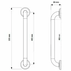 AKW Epoxy Coated Stainless Steel Grab Rail 450mm Length - White