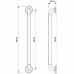 AKW Epoxy Coated Stainless Steel Grab Rail 600mm Length - Dark Blue