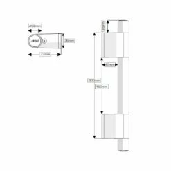 AKW Onyx Straight Grab Rail 600mm Length - Black