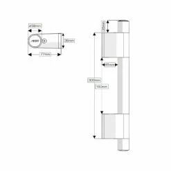 AKW Onyx Duo Straight Grab Rail 600mm Length - Black/Chrome