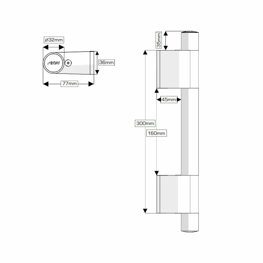 AKW Onyx Duo Straight Grab Rail 600mm Length - Black/Chrome 3 AKW Onyx Duo Straight Grab Rail 600mm Length - Black/Chrome