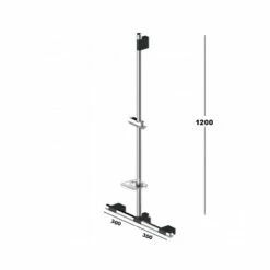 AKW Onyx Duo T-Shaped Grab Rail 1200mm X 300mm X 300mm - Black/Chrome