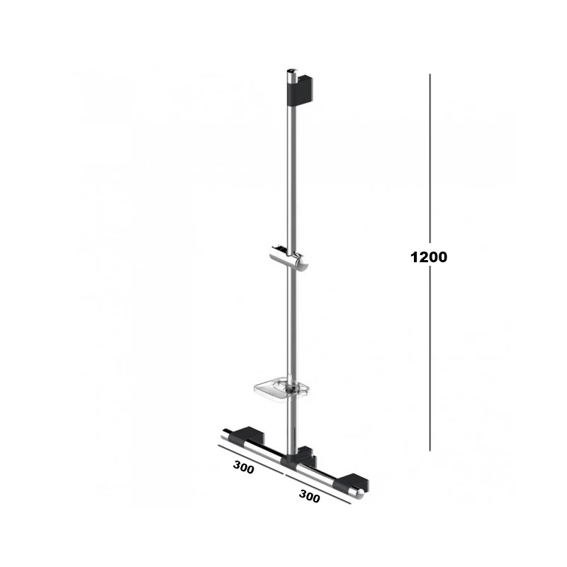 AKW Onyx Duo T-Shaped Grab Rail 1200mm X 300mm X 300mm - Black/Chrome 3 AKW Onyx Duo T-Shaped Grab Rail 1200mm X 300mm X 300mm - Black/Chrome