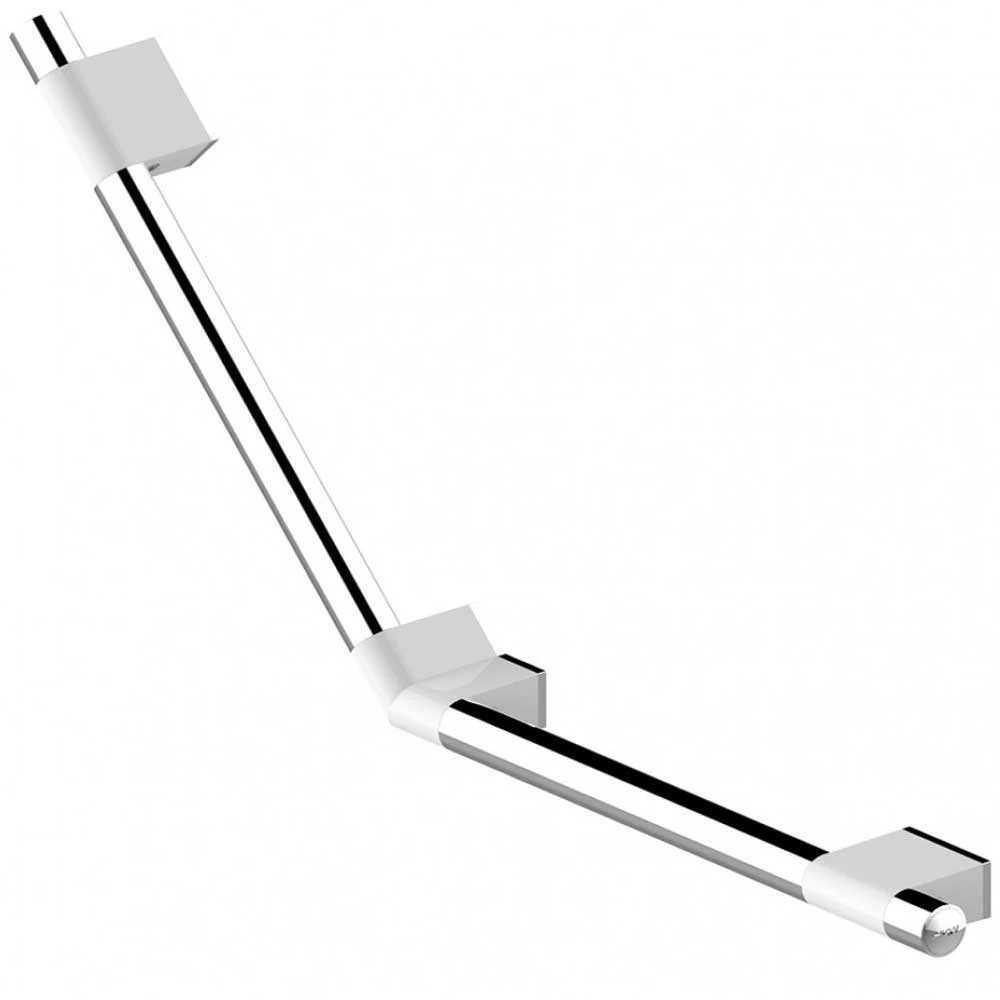 AKW Onyx Duo 135 Degree Angled Grab Rail 450mm X 450mm - White/Chrome 4 AKW Onyx Duo 135 Degree Angled Grab Rail 450mm X 450mm - White/Chrome - Image 2
