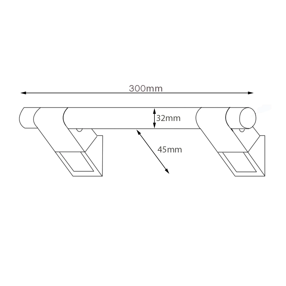 AKW Onyx 45 Straight Grab Rail 300mm Length - Black 3 AKW Onyx 45 Straight Grab Rail 300mm Length - Black