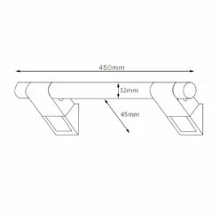 AKW Onyx 45 Straight Grab Rail 450mm Length - Chrome