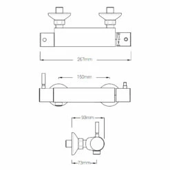 AKW Vettora Thermostatic Bar Mixer Valve With Shower Kit - Chrome -HEATANDPLUMB Sales akw vettora complete mixer shower 25658 2