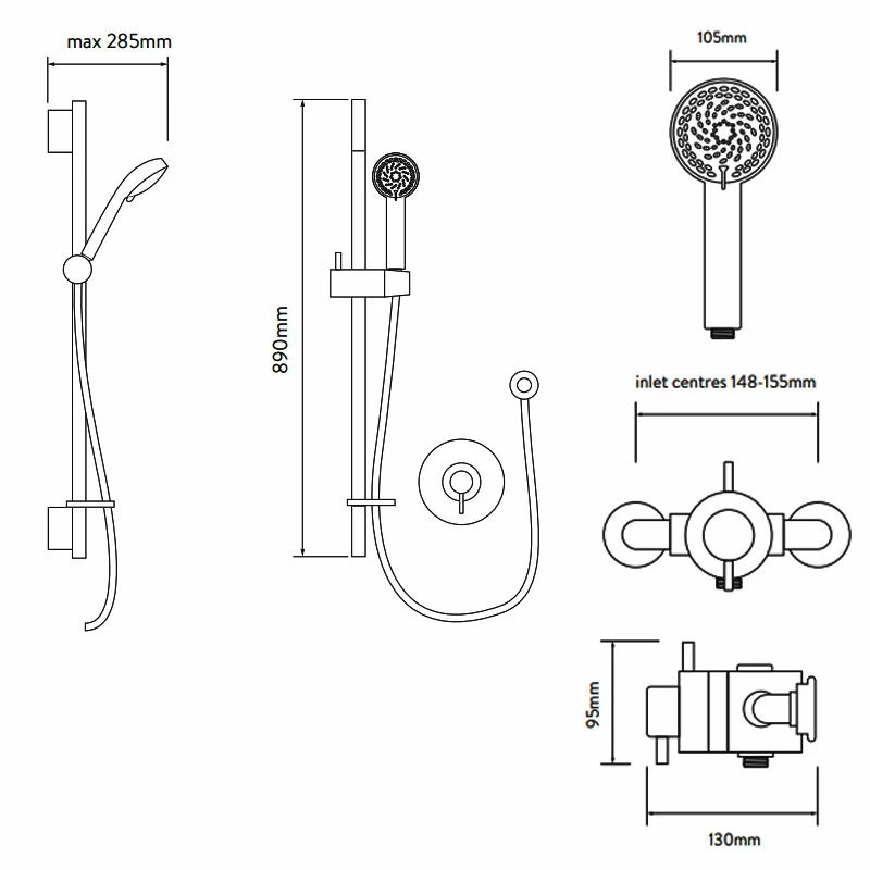 Aqualisa Aspire Dual Exposed Mixer Shower With Shower Kit 4 Aqualisa Aspire Dual Exposed Mixer Shower With Shower Kit - Image 2