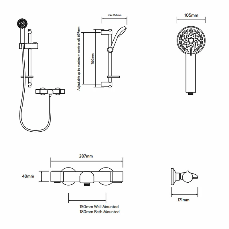 Aqualisa Midas 110 Bath Shower Mixer With Shower Kit And Adjustable Head 7 Aqualisa Midas 110 Bath Shower Mixer With Shower Kit And Adjustable Head - Image 5