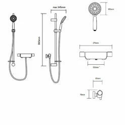 Aqualisa Midas 220 Bar Mixer Shower With Shower Kit