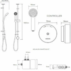 Aqualisa Quartz Blue HP/Combi Smart Digital Exposed Shower With Adjustable Head - Chrome