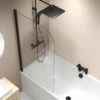 Aqualux Radius Round Top Hinged Bath Screen 1500mm X 900mm 6mm Glass - Matt Black 1 Aqualux Radius Round Top Hinged Bath Screen 1500mm X 900mm 6mm Glass - Matt Black -HEATANDPLUMB Sales aqualux radius bath screen 8161966 1