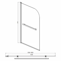 Aqualux Radius Round Top Hinged Bath Screen With Towel Rail 1500mm X 900mm 6mm Glass - Matt Black