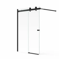 Aqualux Two Panel Sliding Bath Screen 1500mm X 1000mm - 6mm Glass - Matt Black -HEATANDPLUMB Sales aqualux slide bath screen 8162000 2
