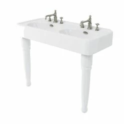 Burlington Arcade Double Basin 1200mm Wide With Ceramic Console Legs - 3 Tap Hole