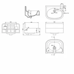 Burlington Arcade Wall Hung Cloakroom Basin 500mm Wide - 1 Tap Hole