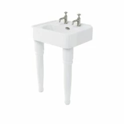Burlington Arcade Basin 600mm Wide With Ceramic Console Legs - 2 Tap Hole