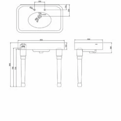 Burlington Arcade Basin 900mm Wide With Ceramic Console Legs - 2 Tap Hole