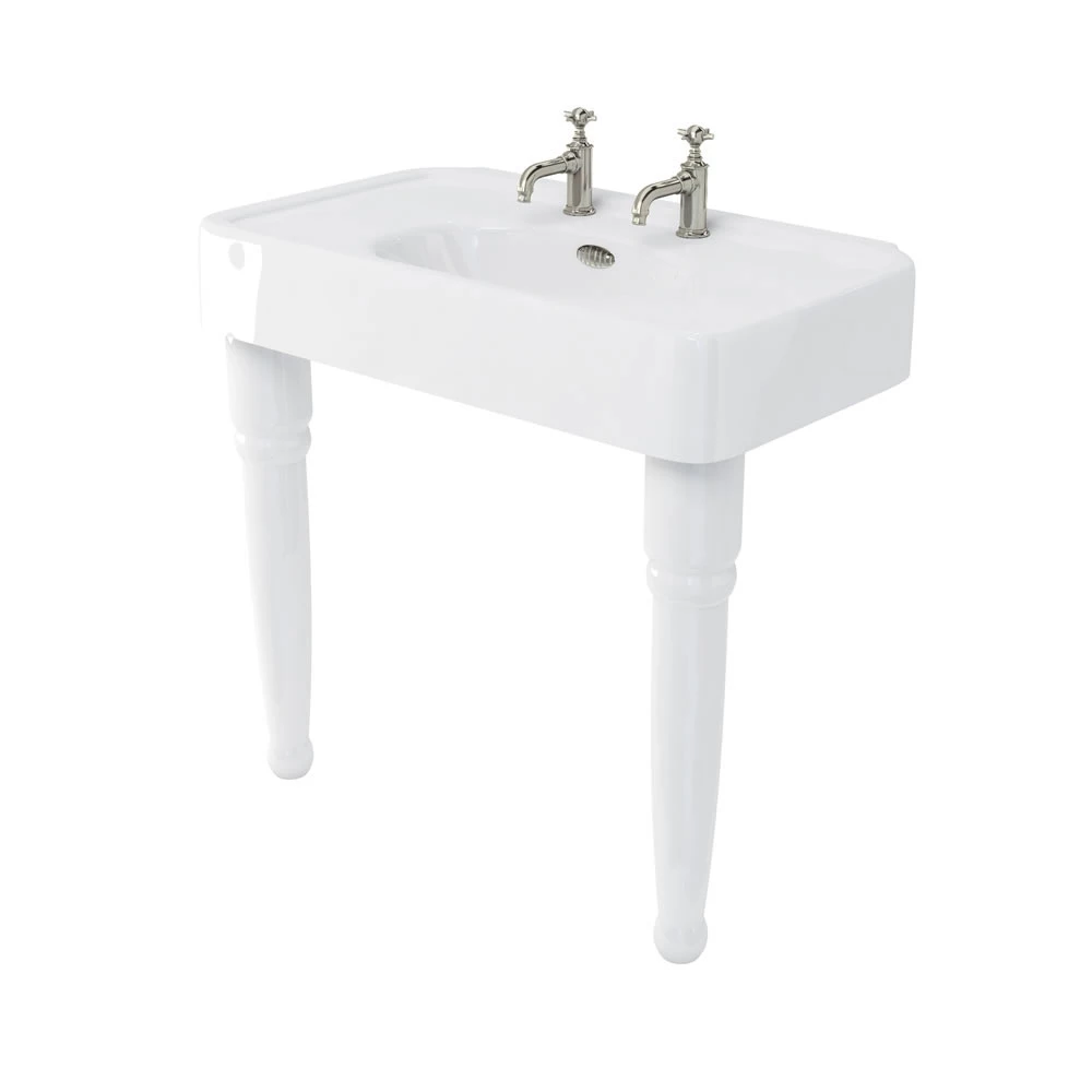 Burlington Arcade Basin 900mm Wide With Ceramic Console Legs - 2 Tap Hole 4 Burlington Arcade Basin 900mm Wide With Ceramic Console Legs - 2 Tap Hole - Image 2