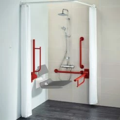 Armitage Shanks Contour 21 Doc M Pack With TMV3 Exposed Shower Valve And Dual Shower Kit - Red Rails