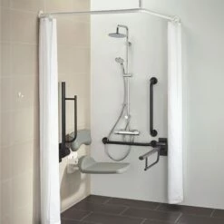 Armitage Shanks Contour 21 Doc M Pack With TMV3 Exposed Shower Valve And Dual Shower Kit - Blue Rails