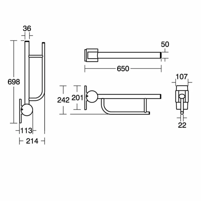 Armitage Shanks Contour 21 Hinged Arm Wall Support Grab Rail 650mm - Blue 3 Armitage Shanks Contour 21 Hinged Arm Wall Support Grab Rail 650mm - Blue