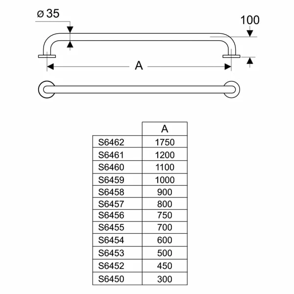 Armitage Shanks Contour 21 Straight Grab Rail 900mm Length - Charcoal 4 Armitage Shanks Contour 21 Straight Grab Rail 900mm Length - Charcoal - Image 2