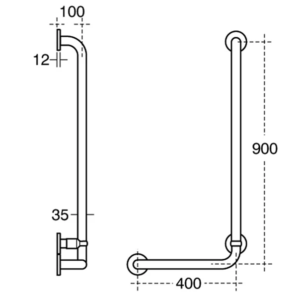 Armitage Shanks Contour 21 Angled Shower Grab Rail 900mm Length - RH White 4 Armitage Shanks Contour 21 Angled Shower Grab Rail 900mm Length - RH White - Image 2