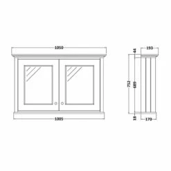 Bayswater Matt Black Bathroom Cabinet 750mm High X 1050mm Wide