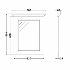 Bayswater Flat Bathroom Mirror 600mm Wide - Stiffkey Blue