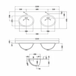 HEATANDPLUMB Sales 24 Bayswater White Marble Top Furniture Double Basin 1200mm Wide 1 Tap Hole