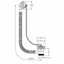 Bayswater Concealed Bath Waste With Grilled Overflow - Chrome