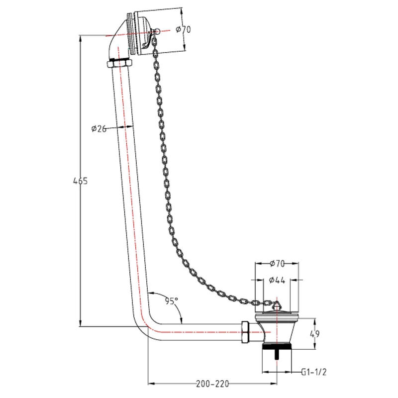 Bayswater Exposed Bath Waste With Grilled Overflow - Chrome 4 Bayswater Exposed Bath Waste With Grilled Overflow - Chrome - Image 2
