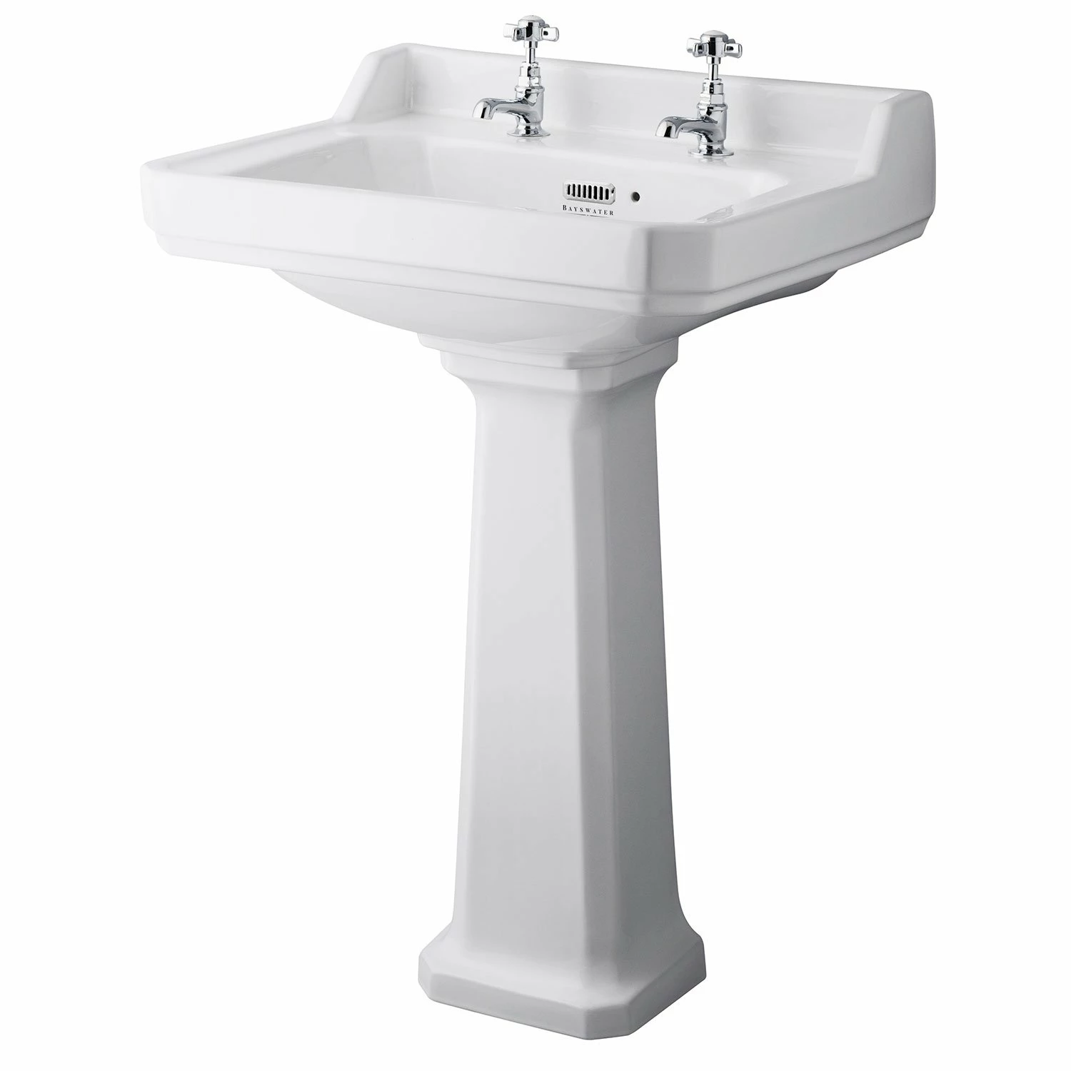 Bayswater Fitzroy Basin With Large Full Pedestal 595mm Wide 2 Tap Hole 4 Bayswater Fitzroy Basin With Large Full Pedestal 595mm Wide 2 Tap Hole - Image 2