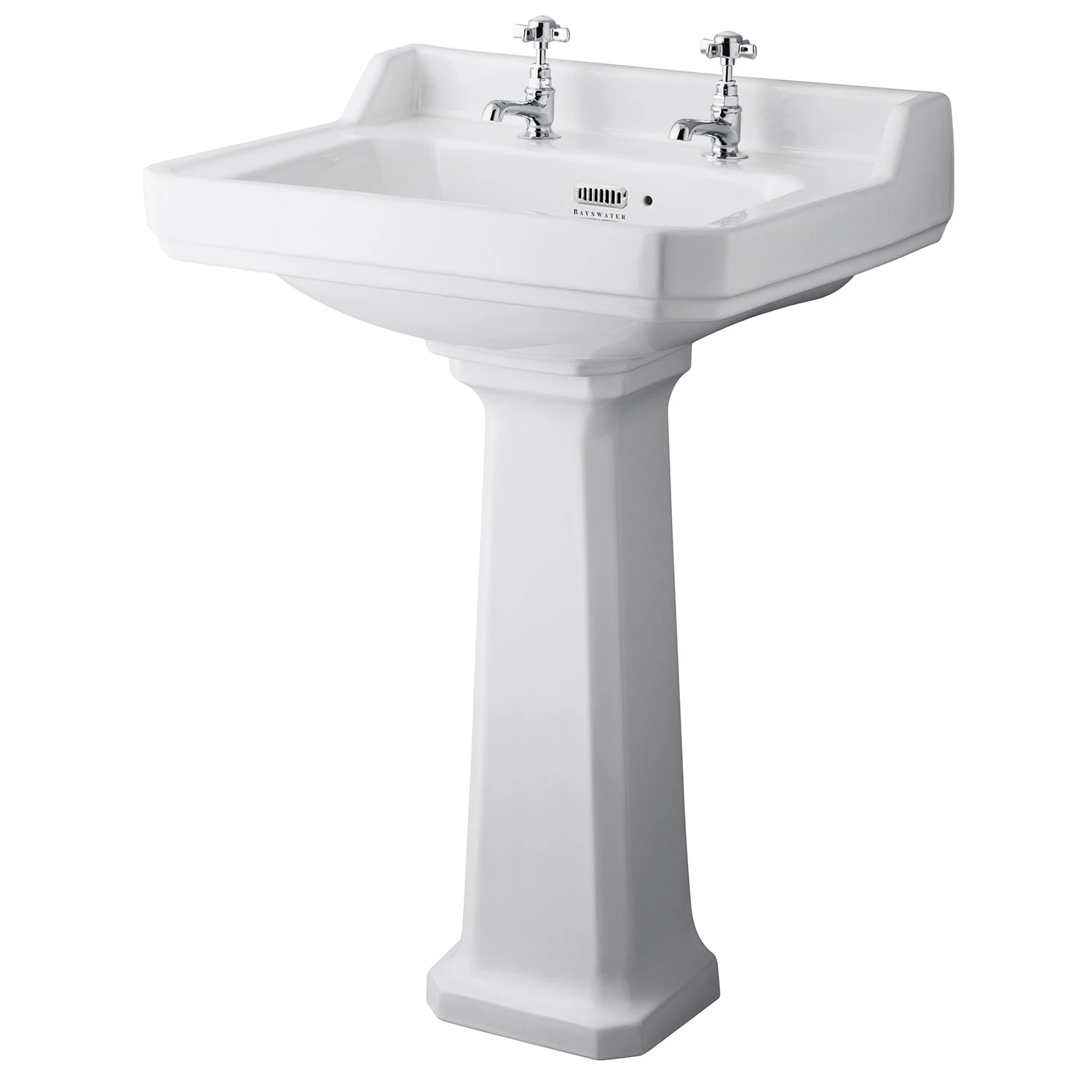 Bayswater Fitzroy Basin With Full Pedestal 595mm Wide 2 Tap Hole 5 Bayswater Fitzroy Basin With Full Pedestal 595mm Wide 2 Tap Hole - Image 3