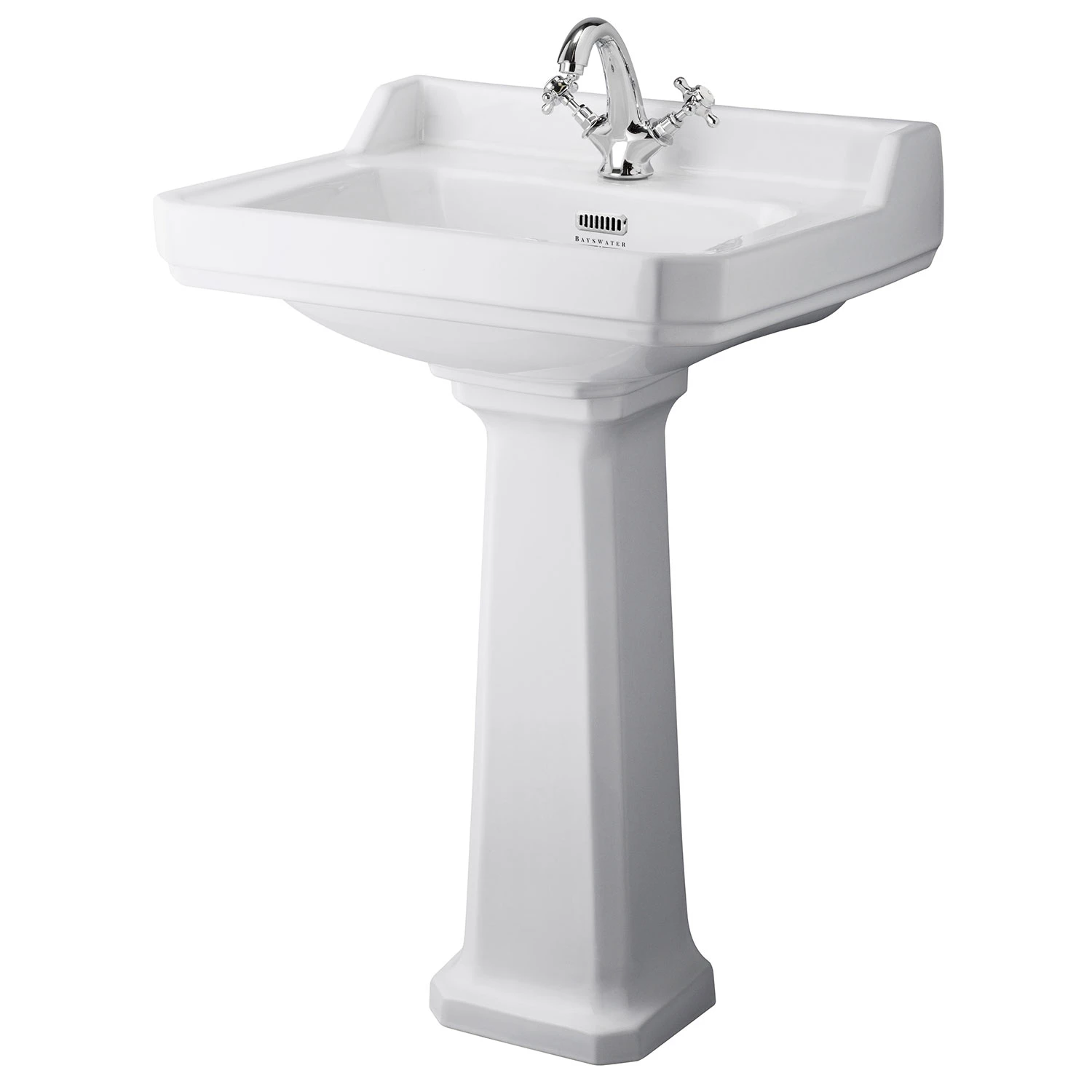 Bayswater Fitzroy Basin With Full Pedestal 595mm Wide 1 Tap Hole 4 Bayswater Fitzroy Basin With Full Pedestal 595mm Wide 1 Tap Hole - Image 2