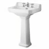 Bayswater Fitzroy Basin With Full Pedestal 595mm Wide 3 Tap Hole