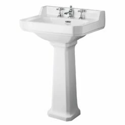 Bayswater Fitzroy Basin With Full Pedestal 595mm Wide 3 Tap Hole