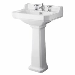Bayswater Fitzroy Basin With Large Full Pedestal 595mm Wide 3 Tap Hole